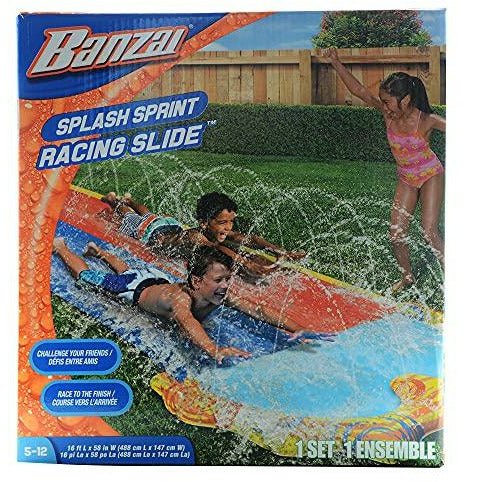 BANZAI 16ft Splash Sprint Racing Water Double Slider Water Slide - Totally Awesome Toys