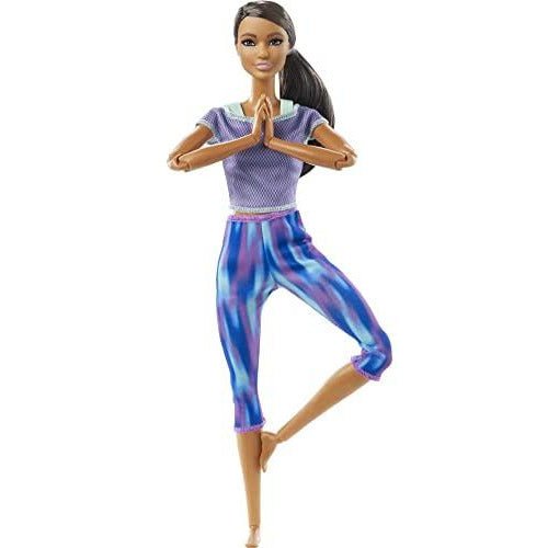 Barbie GXF06 Made to Move Doll with 22 Flexible Joints & Curly Brunette Ponytail Wearing Athleisure-wear for Kids 3 to 7 Years Old, - Totally Awesome Toys