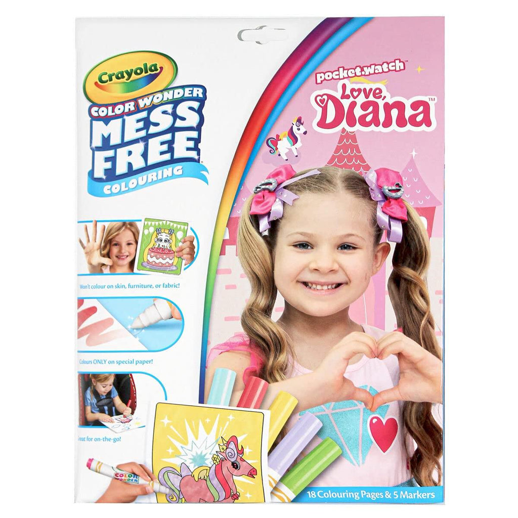 CRAYOLA Colour Wonder Love Diana, Mess Free Colouring Pages With 5 Markers Included, 23 Piece Set - Totally Awesome Toys