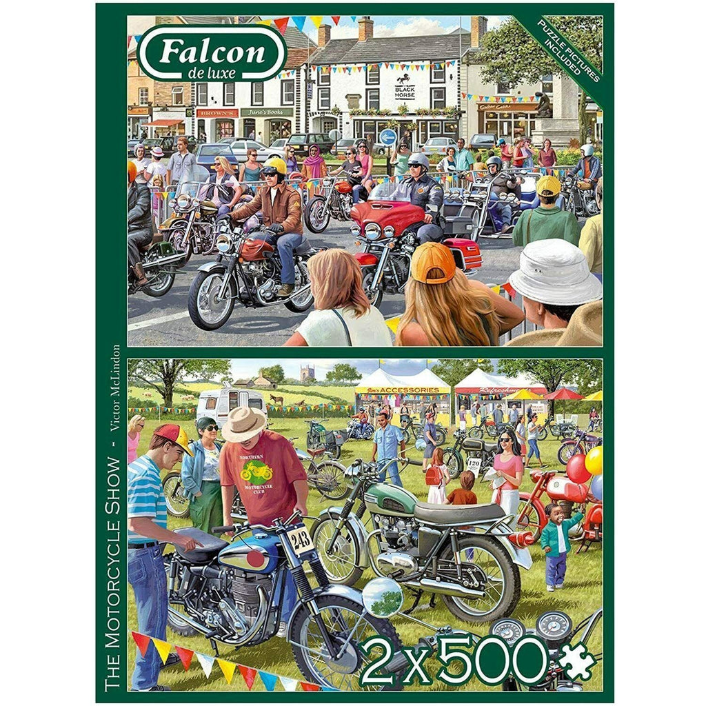 Falcon De Luxe Jigsaw - The Motorcycle Show - 2 x 500 Pieces - Totally Awesome Toys