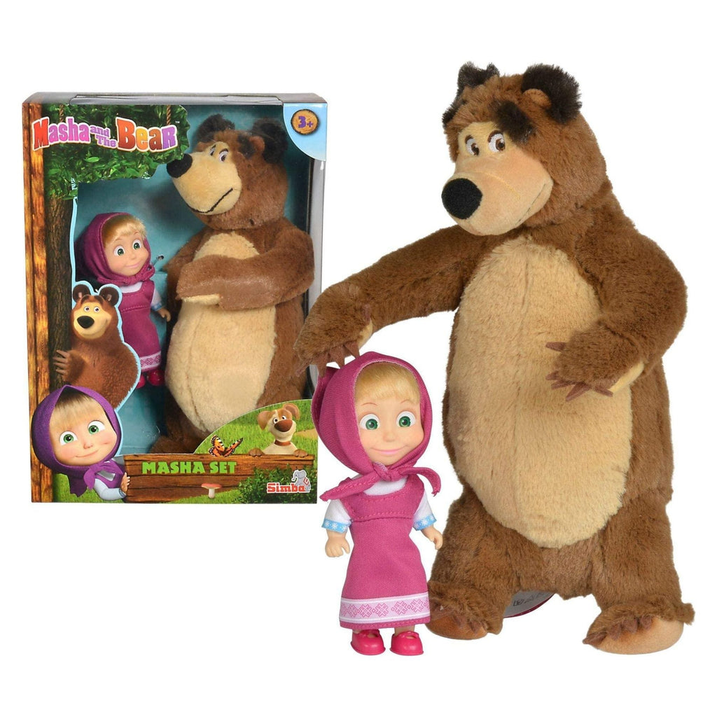 Masha & The Bear 12 cm Doll With 25 cm Soft Toy Bear Twin Pack - Totally Awesome Toys