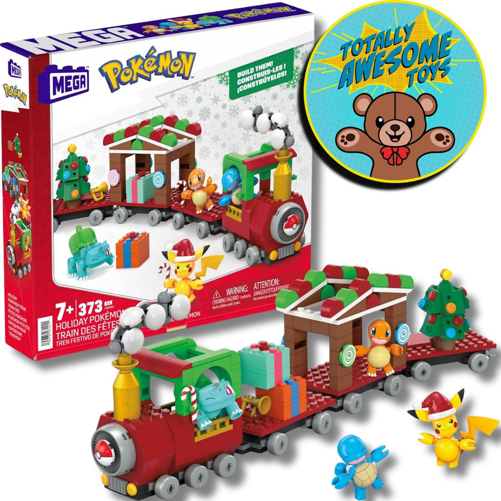 MEGA Pokemon Holiday Train with 373 Pieces, 4 Poseable Characters, Action Figure Building Toy - Totally Awesome Toys