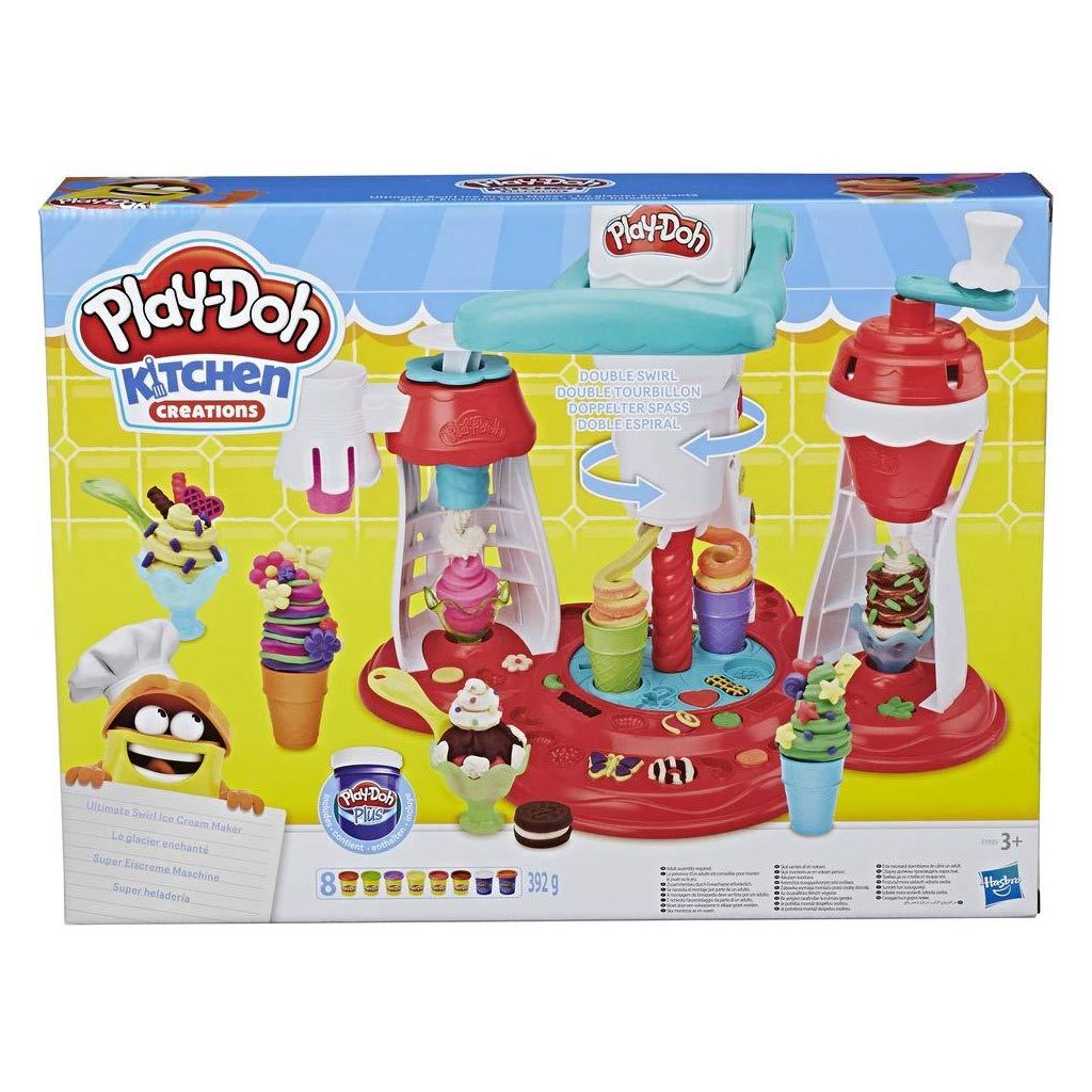 Play-Doh Kitchen Creations Ultimate Swirl Ice Cream Maker Play Food Set with 8 Non-Toxic Colours - Totally Awesome Toys